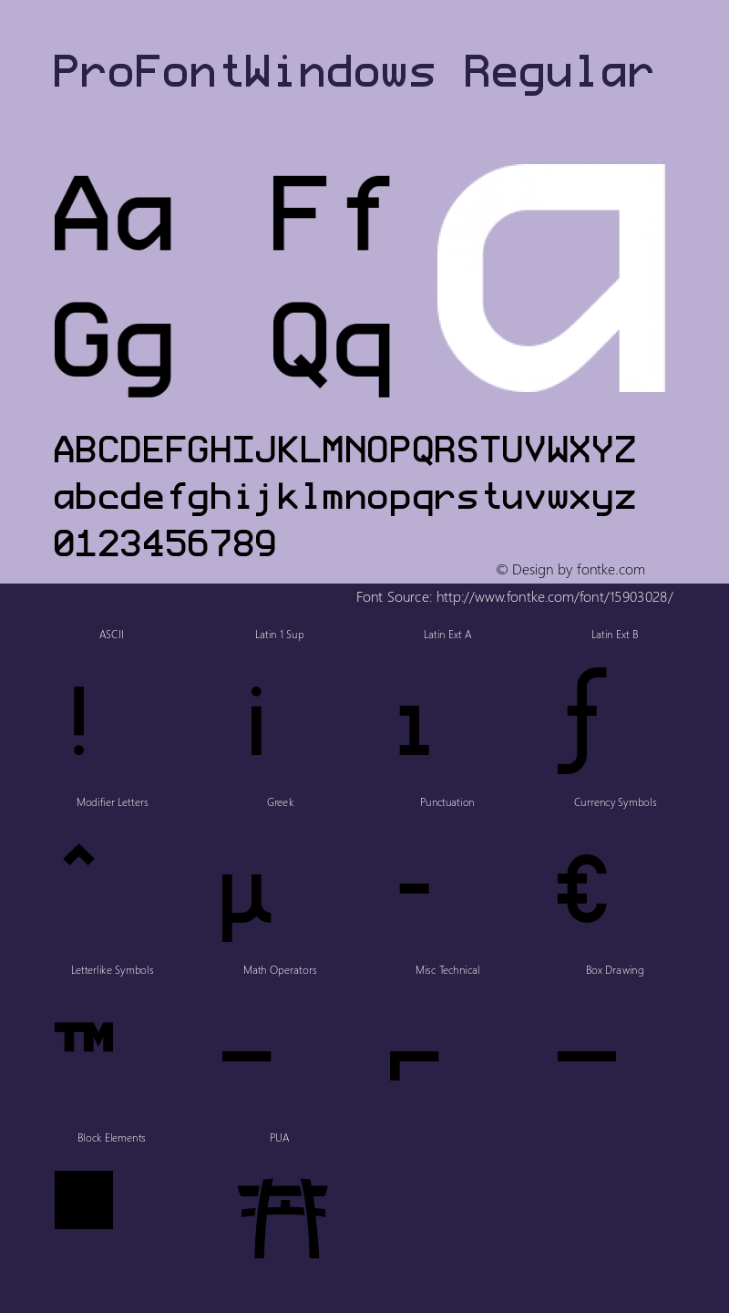 ProFontWindows Regular ProFontWindows 2.3 Font Sample