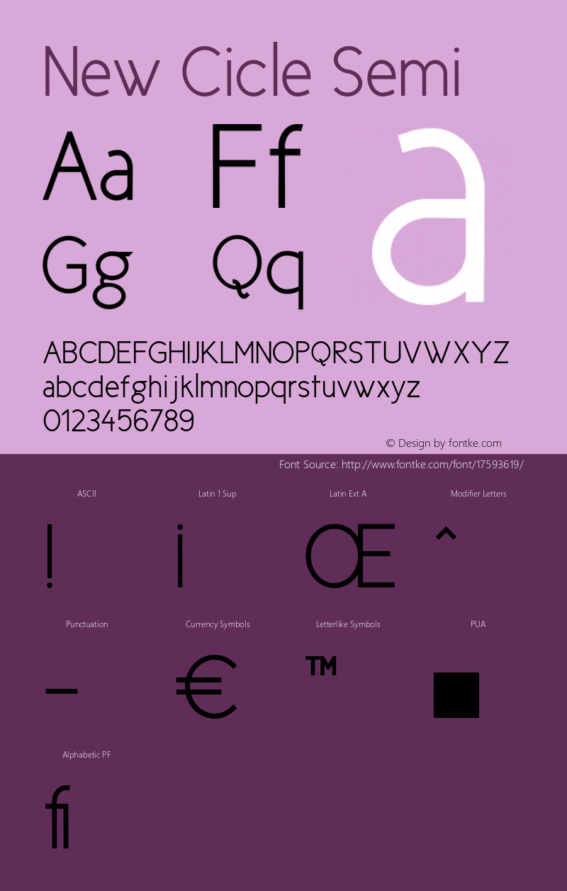 New Cicle Semi Version 001.000 Font Sample