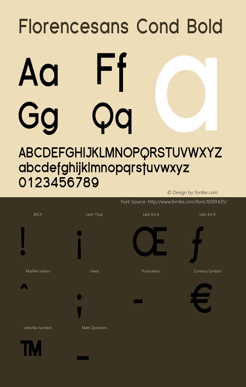 Florencesans Cond Bold 1.0 Font Sample