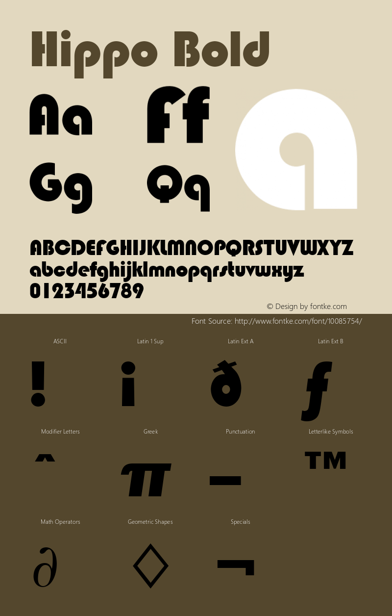 Hippo Bold Font Version 2.6; Converter Version 1.10 Font Sample