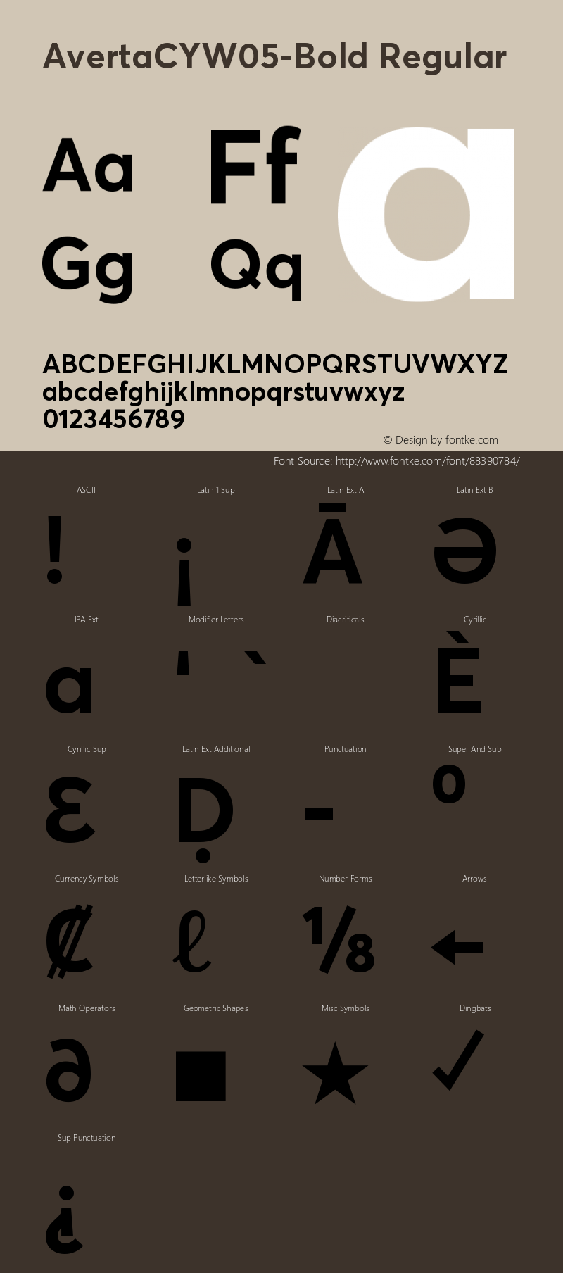 Averta CY W05 Bold Version 1.008 Font Sample