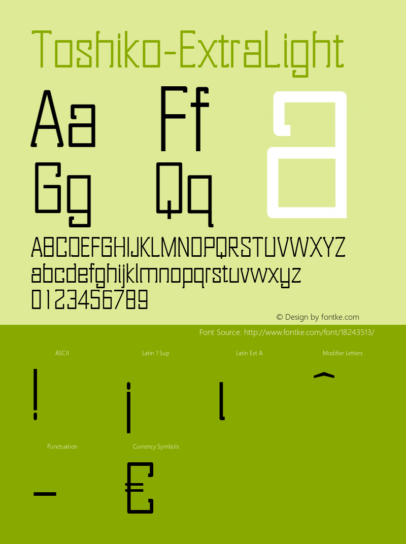 Toshiko-ExtraLight ☞ Version 001.000;com.myfonts.easy.thinkdust.toshiko.extra-light.wfkit2.version.3wWf Font Sample