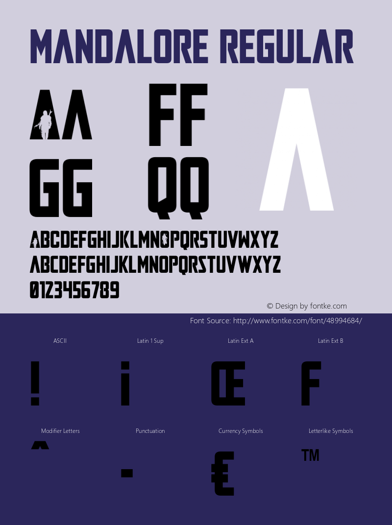 Mandalore Version 1.1; 2019 Font Sample