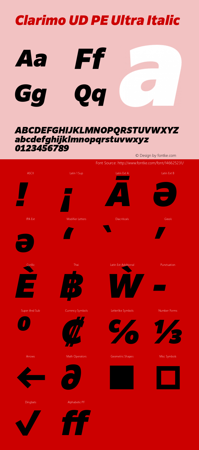 ClarimoUDPE-UltraItalic Version 1.000 | wf-rip DC20180625 Font Sample