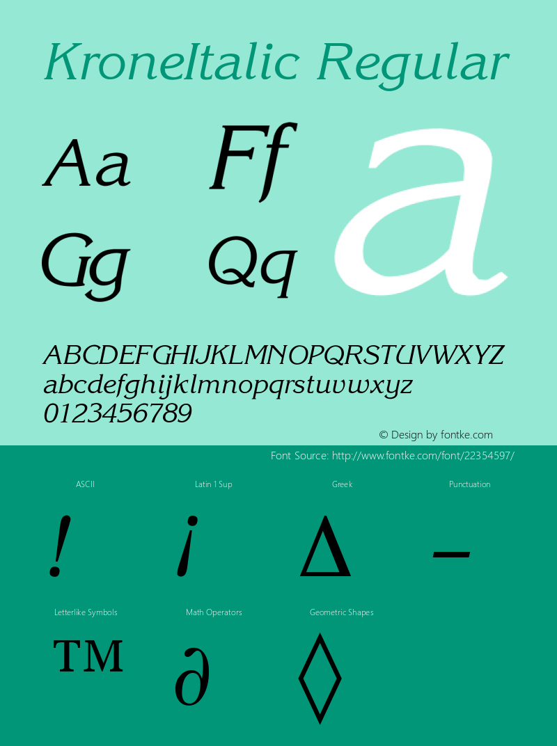 KroneItalic 001.001 Font Sample