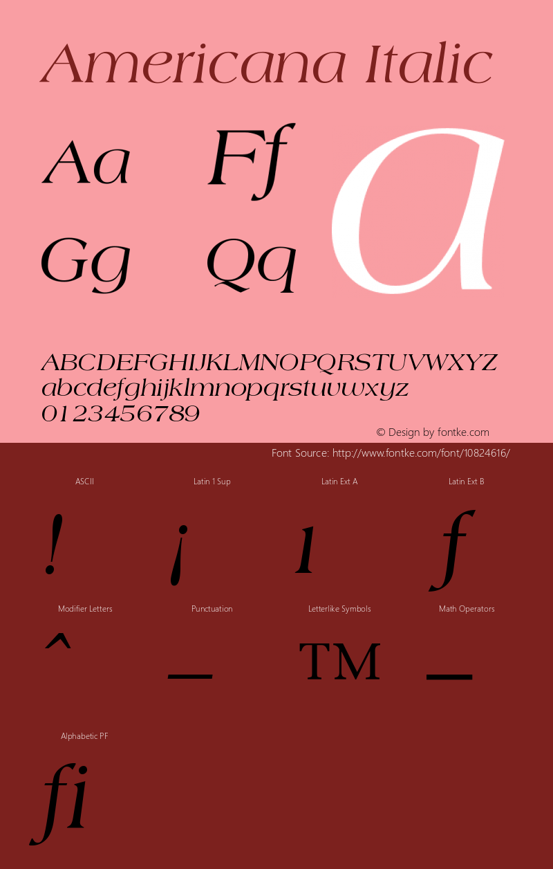 Americana Italic Version 001.000 Font Sample