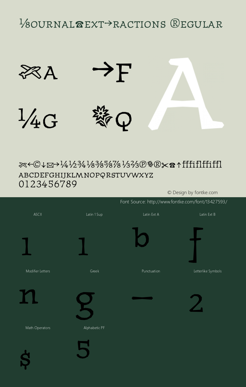 JournalTextFractions Regular 001.000 Font Sample