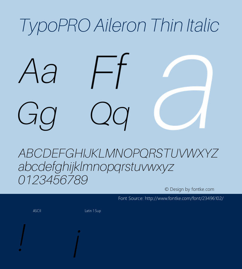 TypoPRO Aileron Thin Italic Version 1.102;PS 001.102;hotconv 1.0.70;makeotf.lib2.5.58329 Font Sample