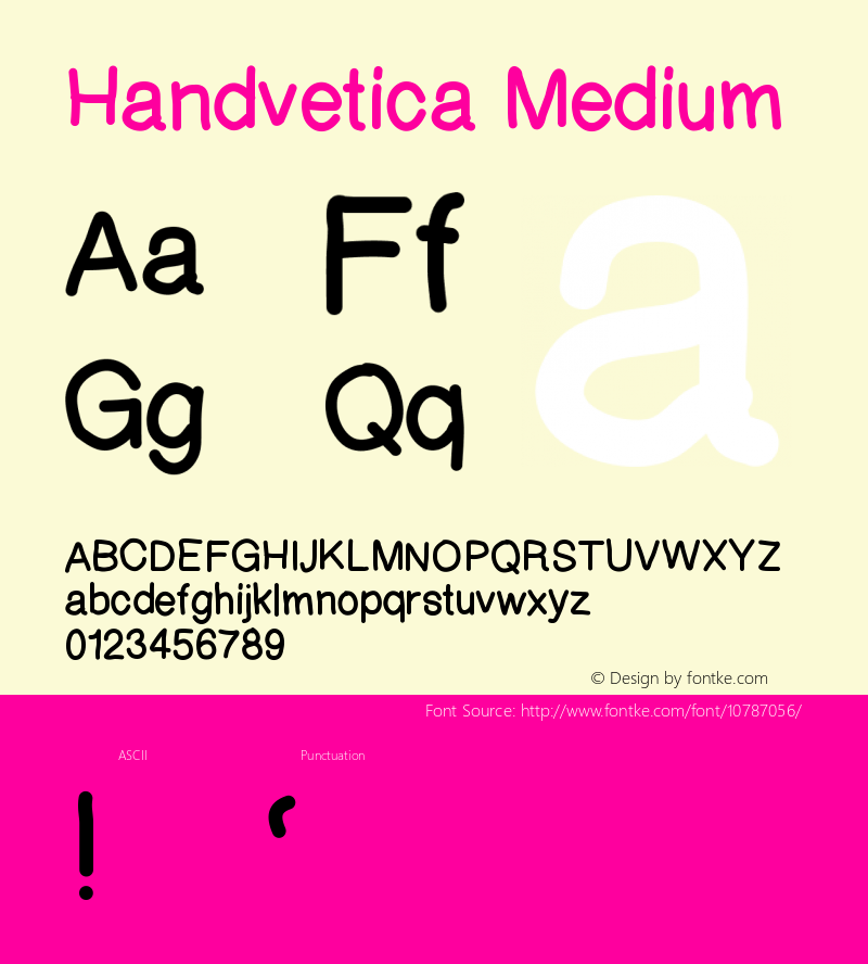 Handvetica Medium Version 001.000 Font Sample