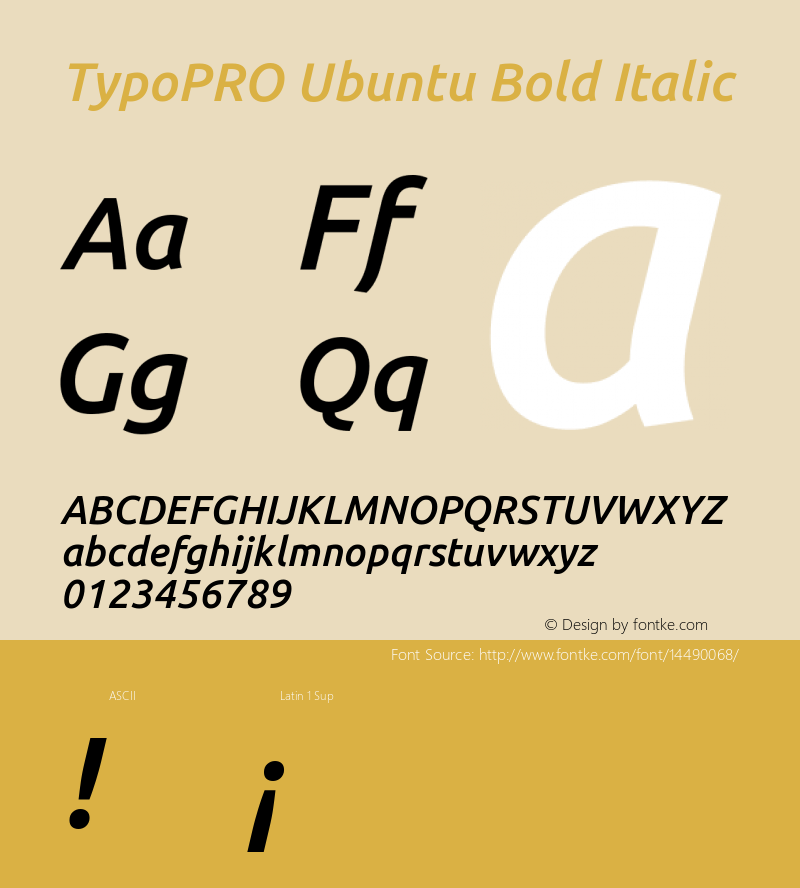 TypoPRO Ubuntu Bold Italic Version 0.80 Font Sample