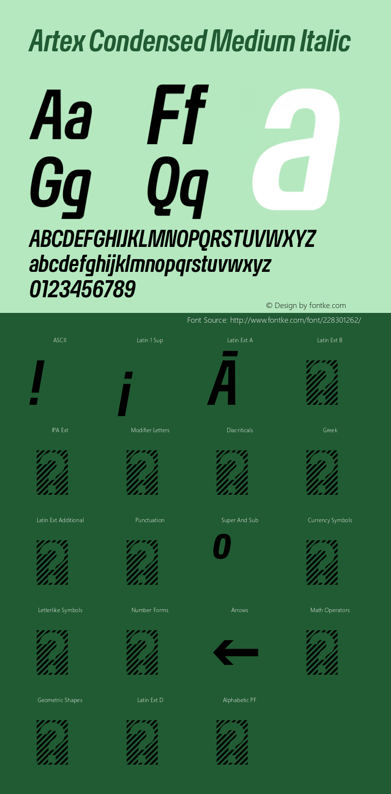 Artex Condensed Medium Italic Version 1.005图片样张