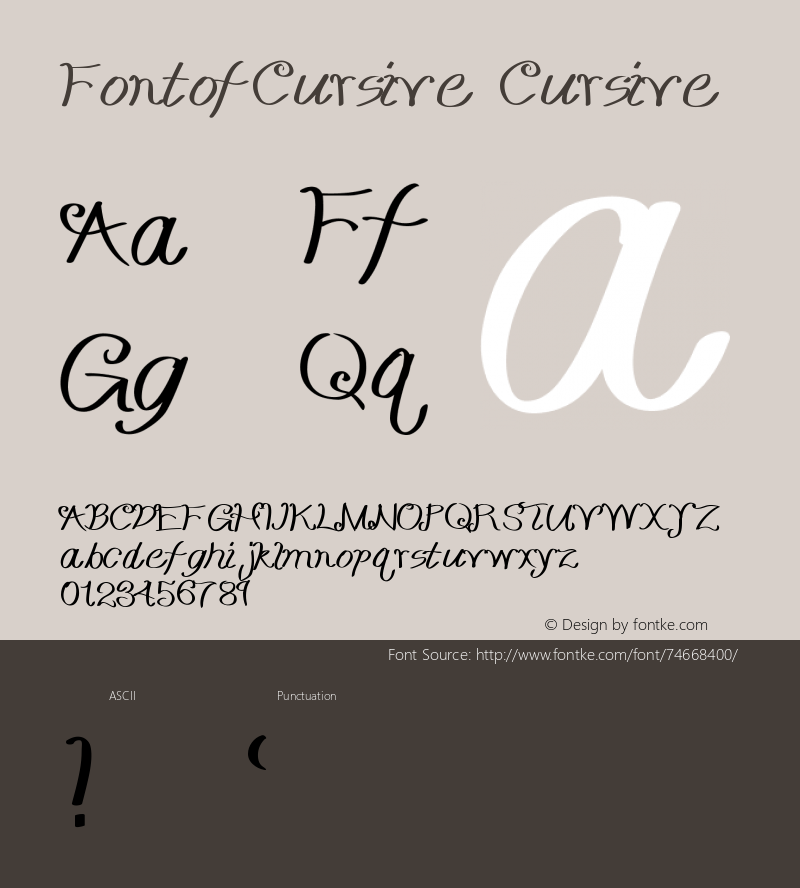 FontofCursive Version 001.000 Font Sample