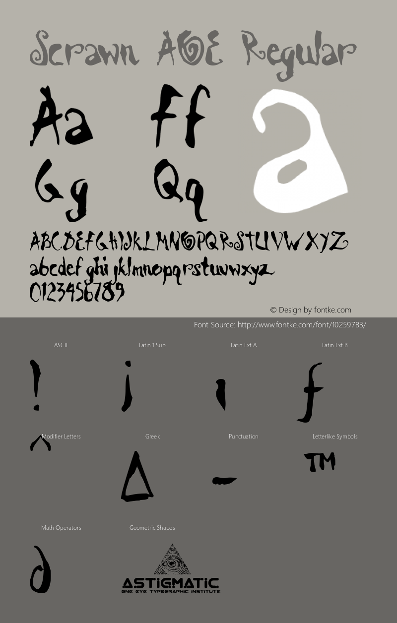 Scrawn AOE Regular Macromedia Fontographer 4.1.2 4/22/02 Font Sample