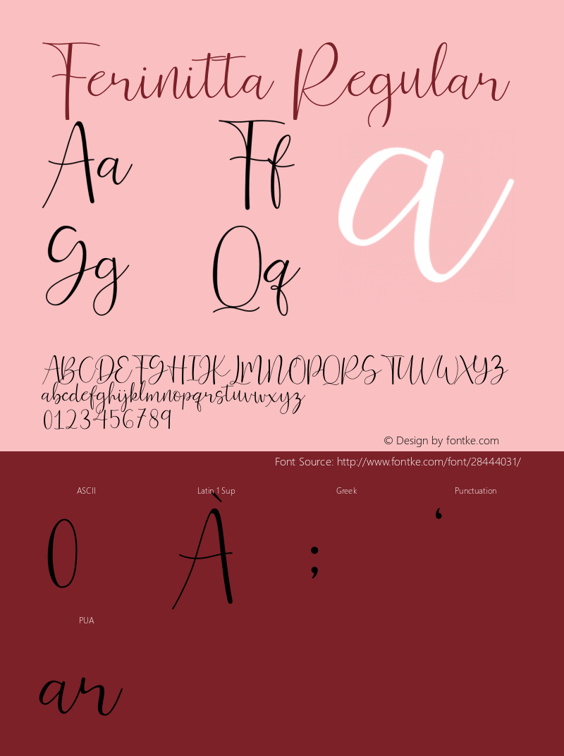 Ferinitta Version 1.00;January 21, 2019;FontCreator 11.5.0.2422 64-bit Font Sample