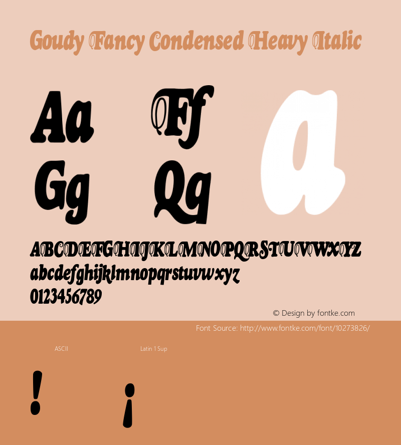 Goudy Fancy Condensed Heavy Italic Version 000.002 Font Sample