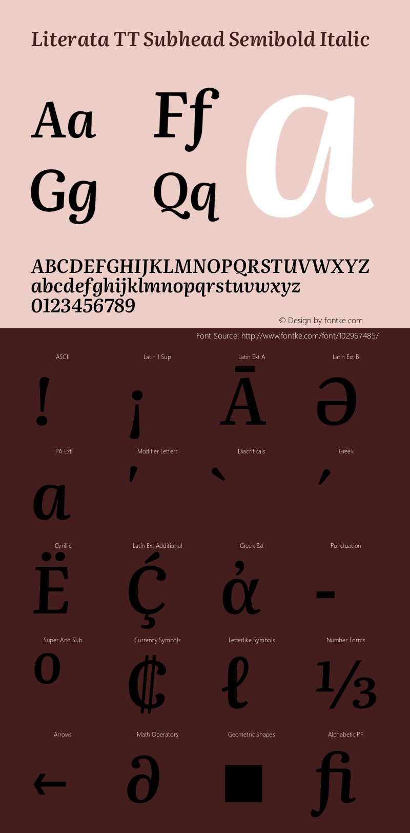 Literata TT Subhead Semibold Italic Version 3.002 Font Sample