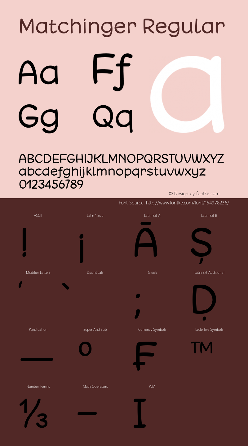 Matchinger Version 1.00;January 21, 2019 Font Sample