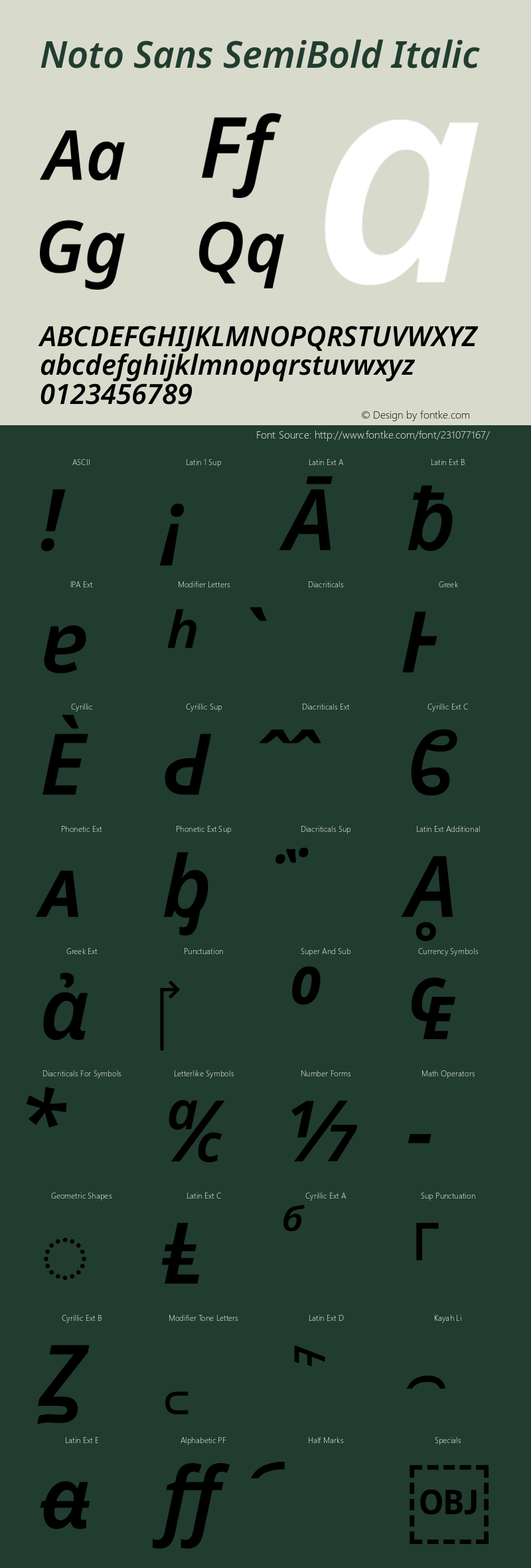 Noto Sans SemiBold Italic Version 2.007图片样张