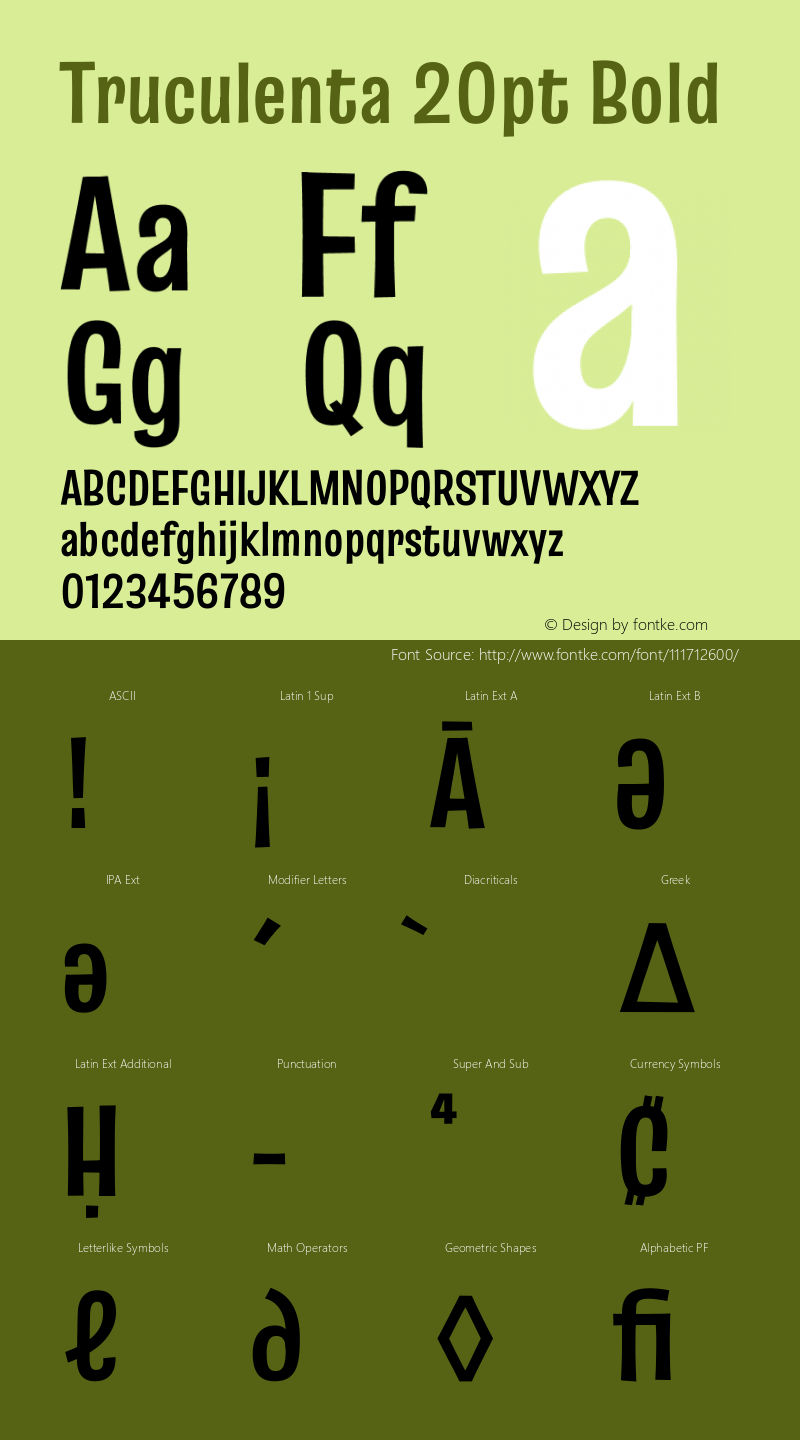 Truculenta 20pt Bold Version 1.002 Font Sample