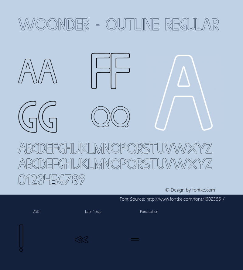 WOONDER - Outline Regular Version 1.001;PS 001.001;hotconv 1.0.70;makeotf.lib2.5.58329 Font Sample