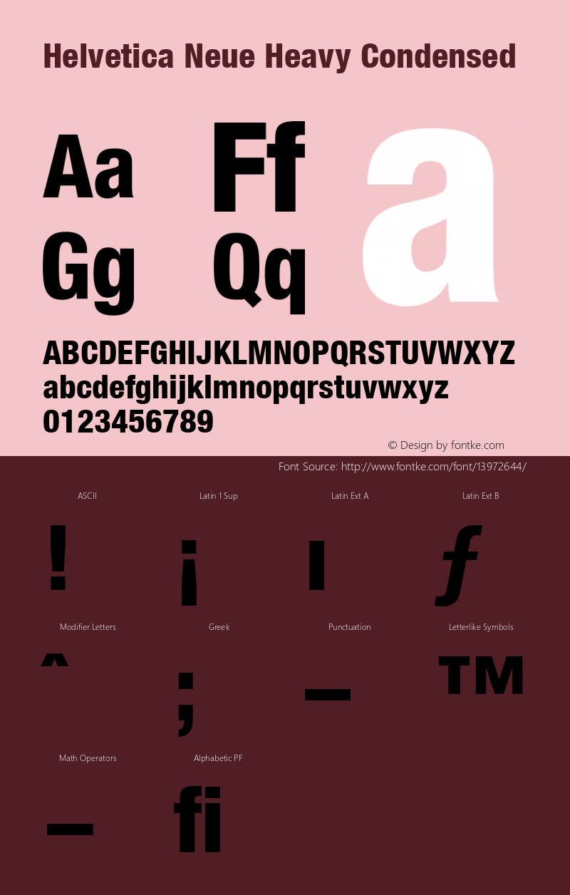 Helvetica Neue Heavy Condensed Version 001.000 Font Sample