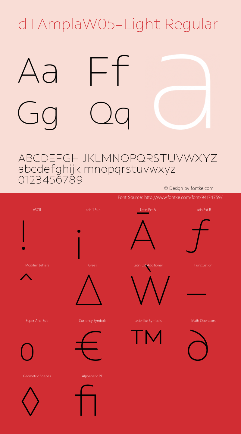 dT Ampla W05 Light Version 1.00 Font Sample