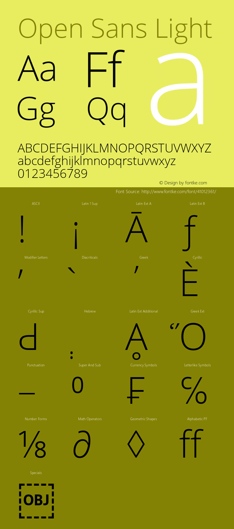 Open Sans Light Version 2.000 Font Sample