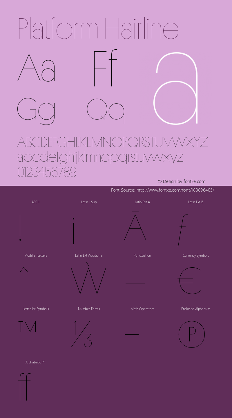 Platform-Hairline Version 1.001;PS 001.001;hotconv 1.0.57;makeotf.lib2.0.21895图片样张