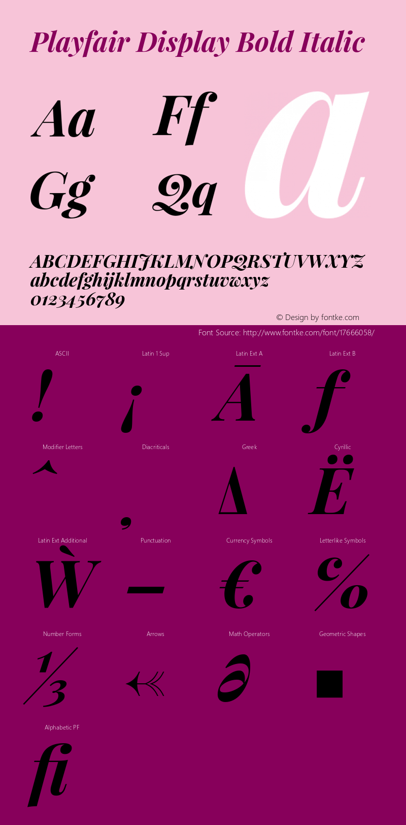 Playfair Display Bold Italic Version 1.004;PS 001.004;hotconv 1.0.70;makeotf.lib2.5.58329 Font Sample