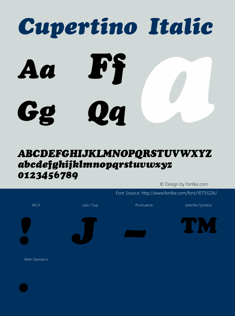 Cupertino Italic 001.000 Font Sample