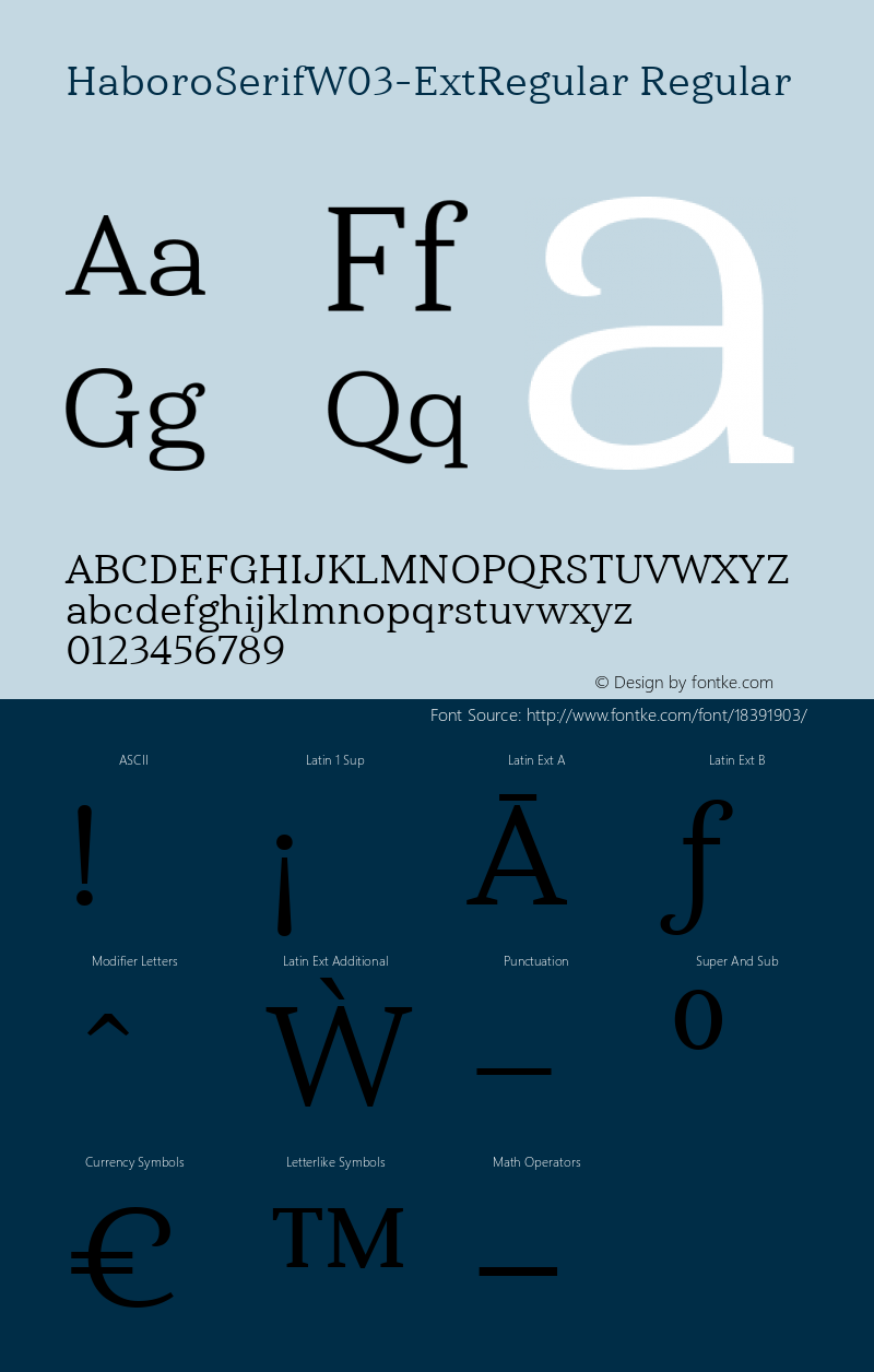 HaboroSerifW03-ExtRegular Regular Version 1.00 Font Sample