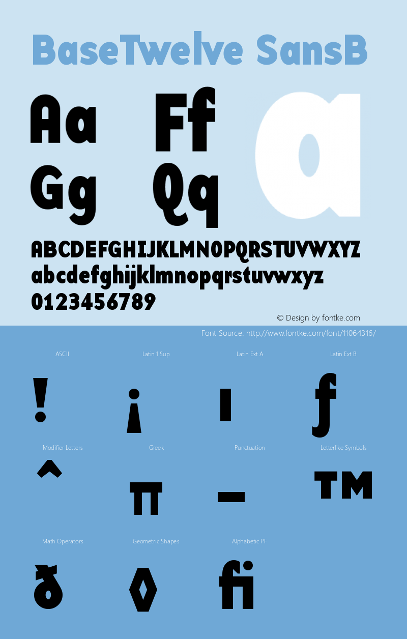 BaseTwelve SansB Version 001.000 Font Sample