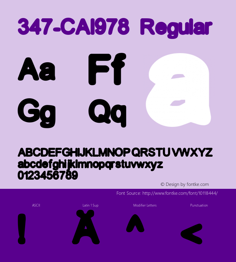 347-CAI978 Regular Version 1.00 January 2, 1933, initial release Font Sample