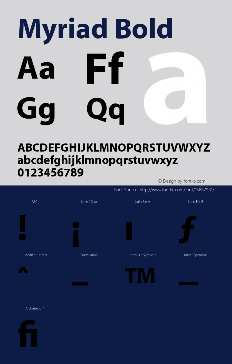 Myriad Bold 001.000 Font Sample