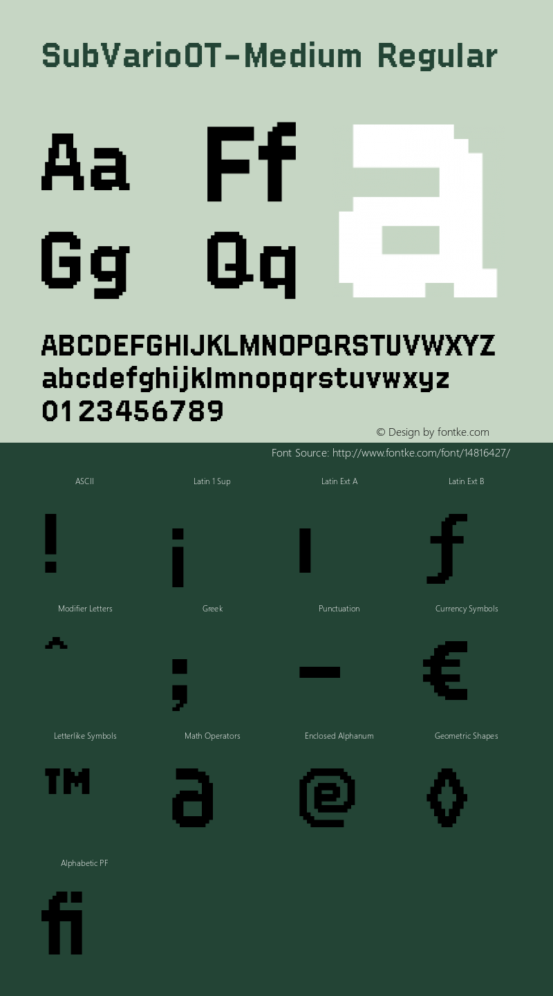 SubVarioOT-Medium Regular Version 7.504; 2010; Build 1004 Font Sample