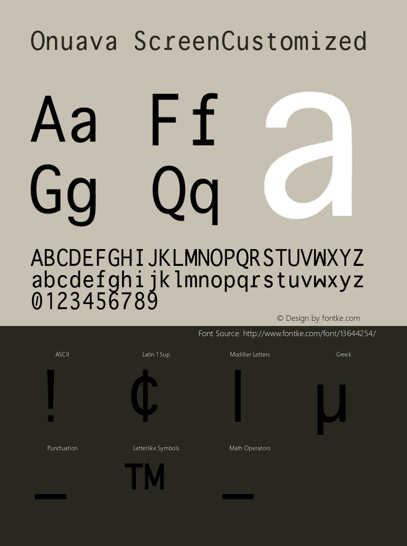 Onuava ScreenCustomized 001.001 Font Sample