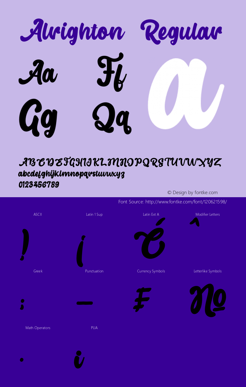 Alrighton Version 1.00;March 11, 2021 Font Sample