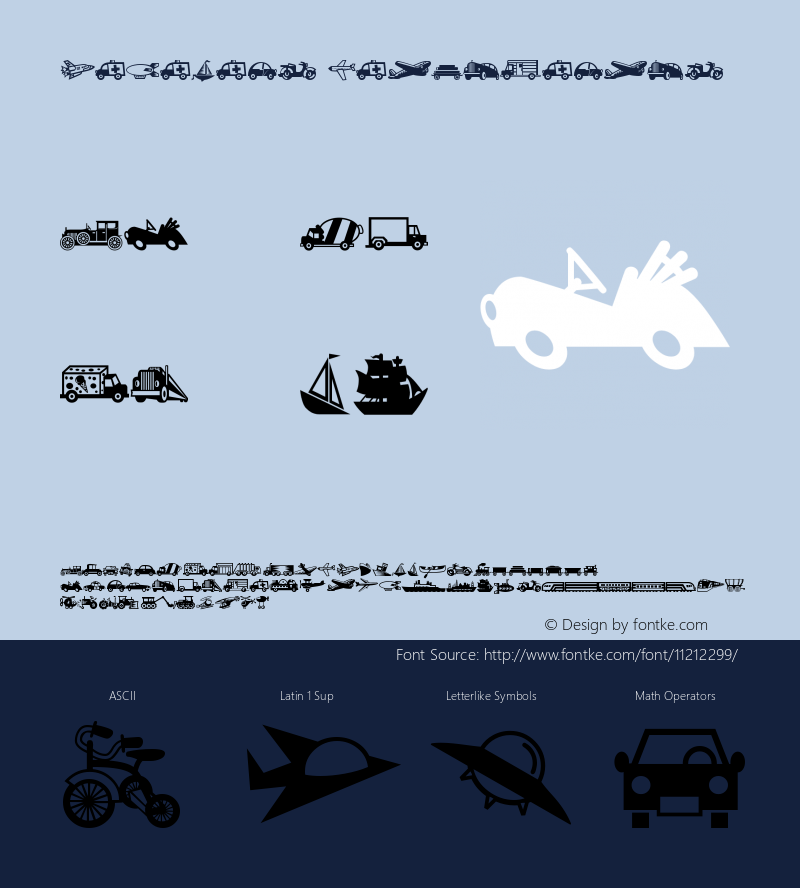 MiniPics LilVehicles Version 001.000 Font Sample