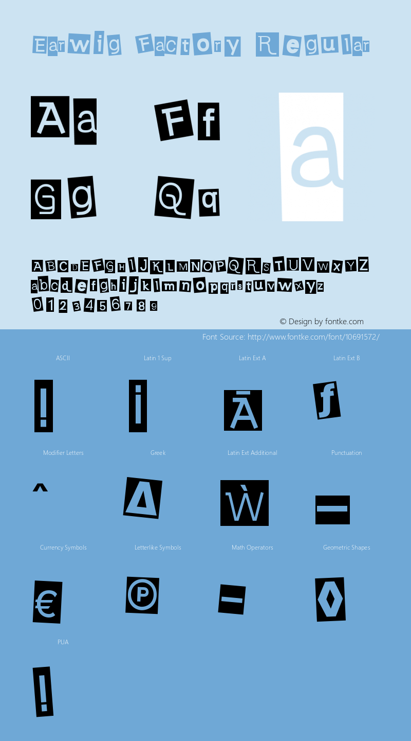 Earwig Factory Regular Version 4.000 Font Sample