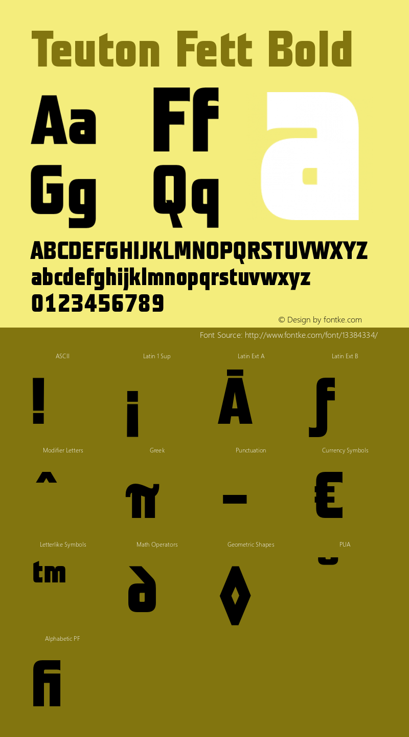 Teuton Fett Bold 001.000 Font Sample