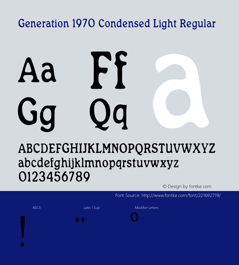 Generation 1970 Condensed Light Version 1.00;April 29, 2022;FontCreator 13.0.0.2630 64-bit图片样张