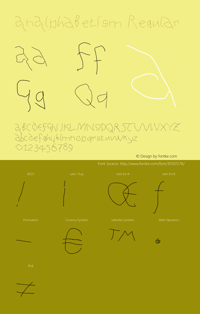 AnAlphaBetIsm Regular 1.0 2003-04-25 Font Sample