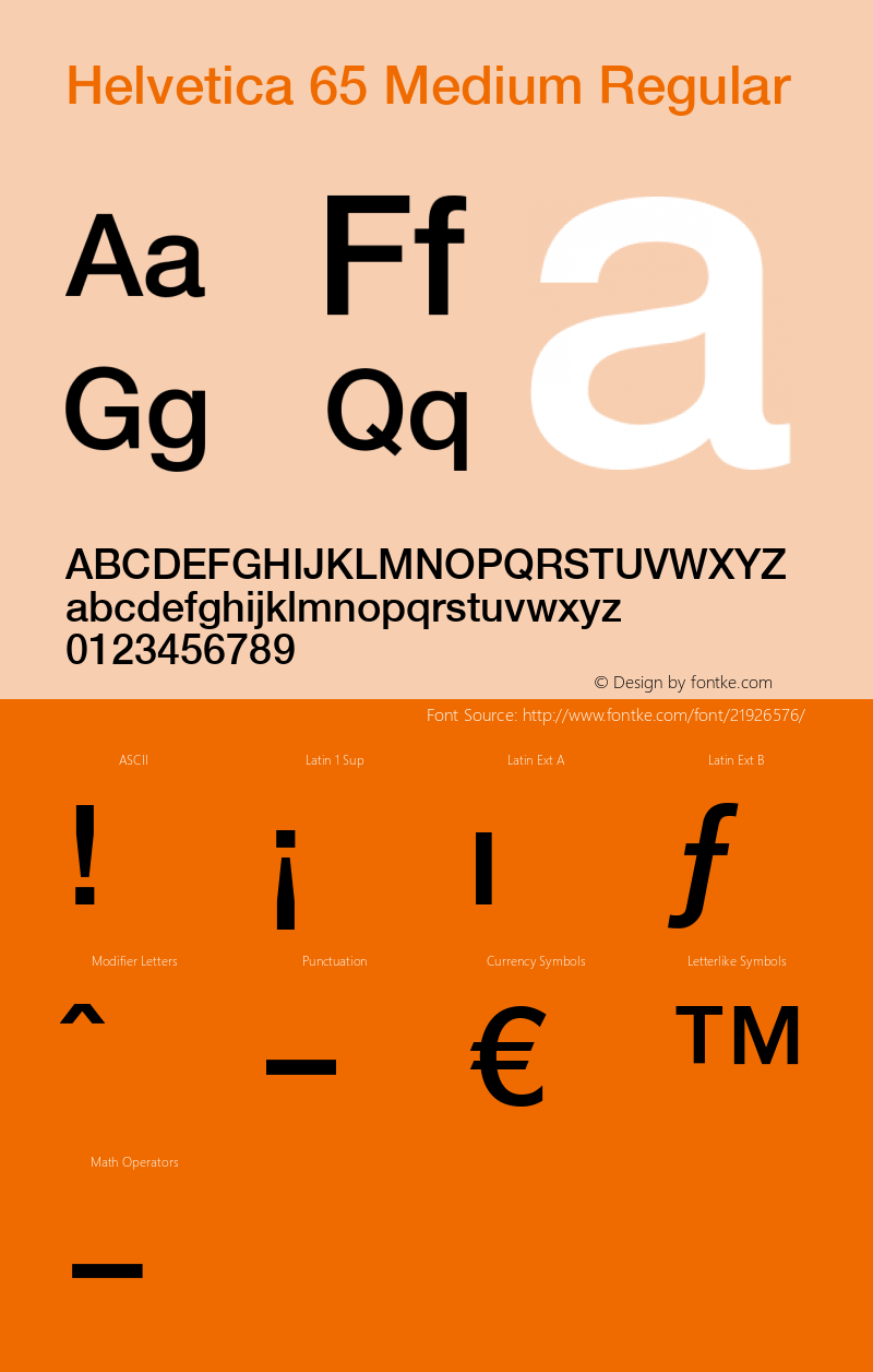 Helvetica 65 Medium 1998; 1.3 Font Sample