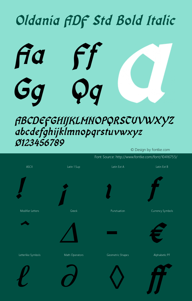 Oldania ADF Std Bold Italic Version 1.006;FFEdit Font Sample