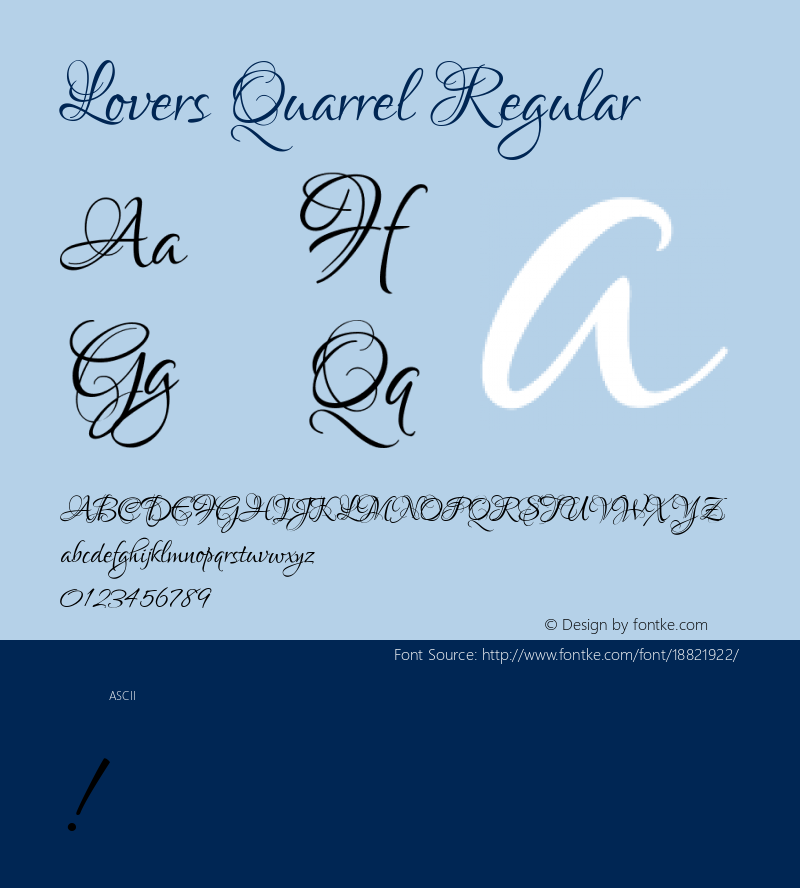 Lovers Quarrel Regular Version 1.001; ttfautohint (v1.4.1) Font Sample