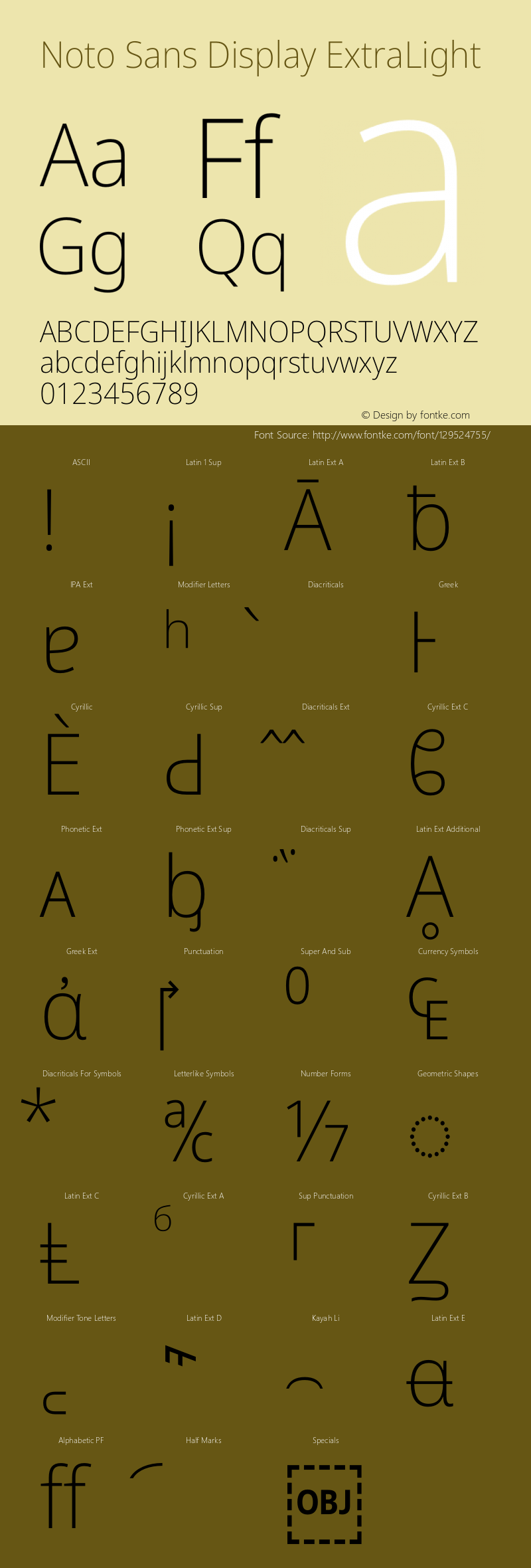 Noto Sans Display ExtraLight Version 2.003 Font Sample