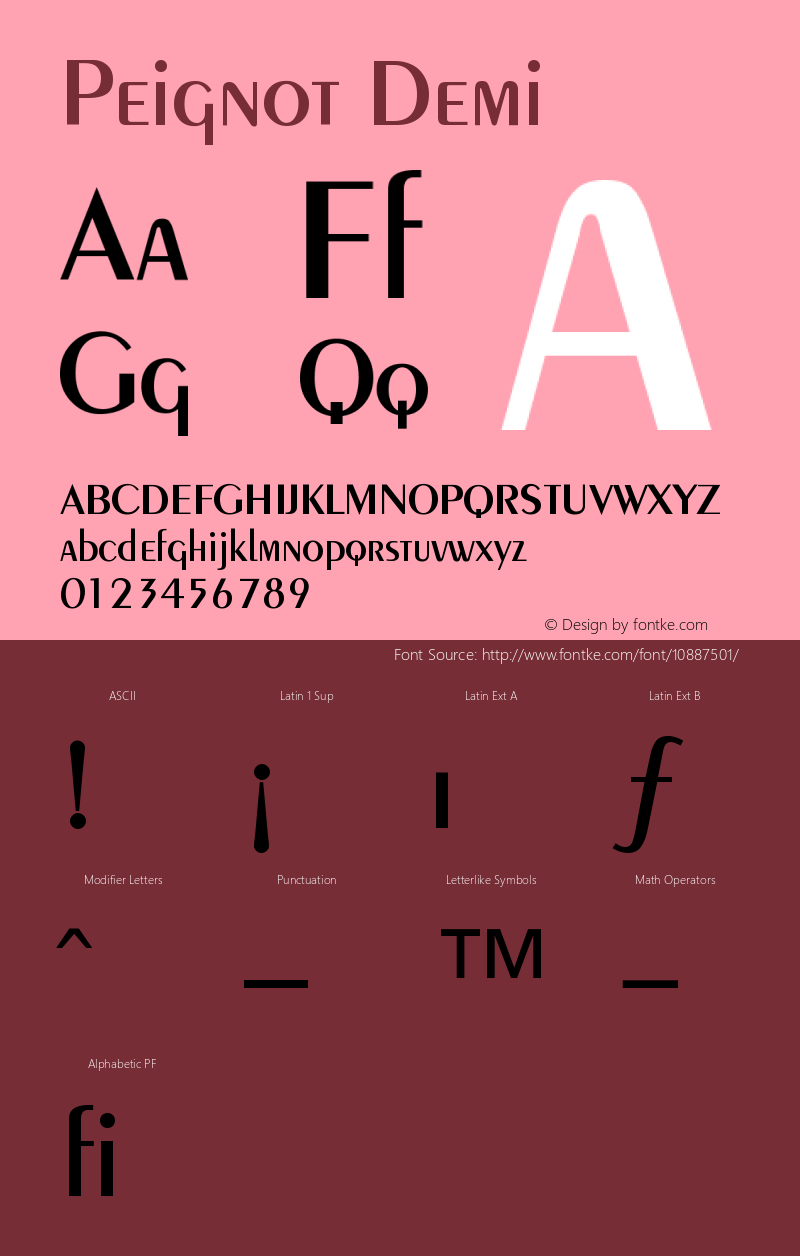 Peignot Demi Version 001.001 Font Sample