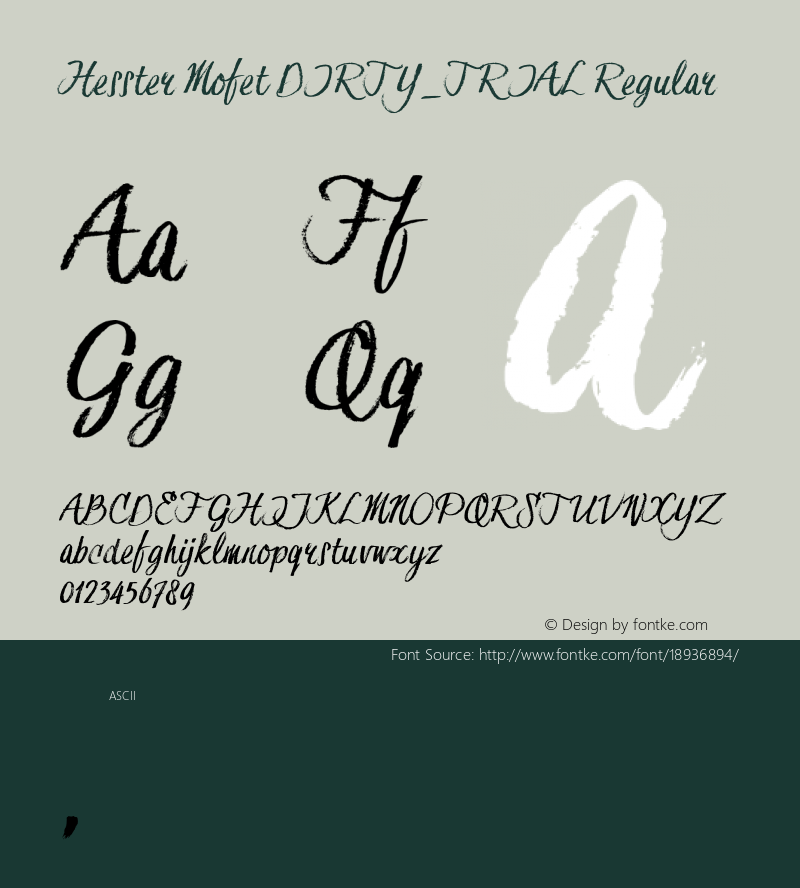 Hesster Mofet DIRTY_TRIAL Regular Unknown Font Sample