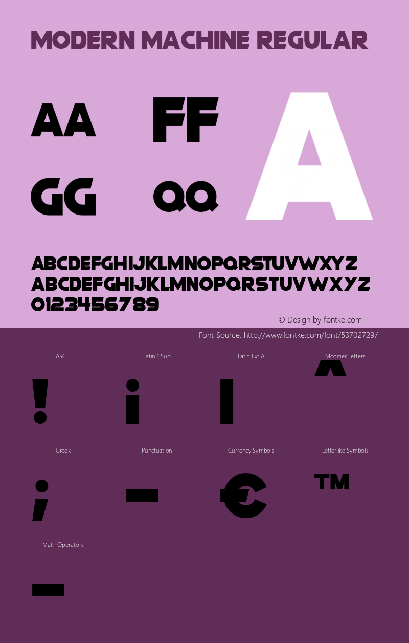 Modern Machine Version 1.20;November 10, 2019;FontCreator 12.0.0.2547 64-bit Font Sample