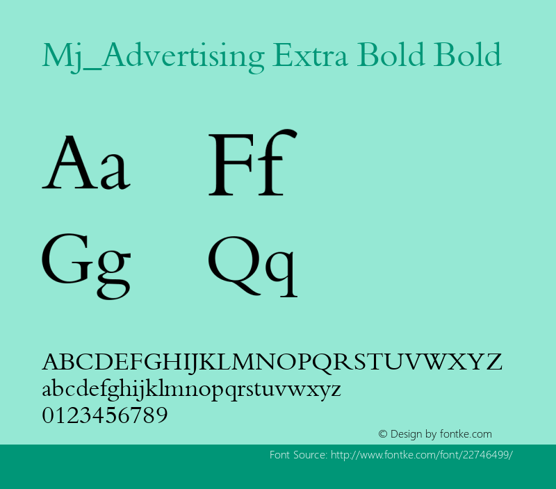 Mj_Advertising Extra Bold Version 2.00 Font Sample